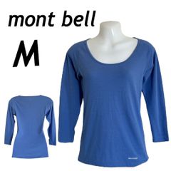 mont bell モンベル  レディース 7分袖カットソー M  ジオラインL.W ポリエステル 1107736 ライトブルー系 (S34）☆