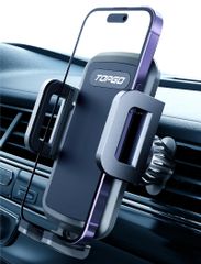 スマホホルダー 車 エアコン吹き出し口 車載ホルダー 【2025年 安定性 【改良クリップ/吹き出し口を遮らない】 スマホスタンド 車 カー用品 取付簡単 片手操作 TOPGO 手帳型ケース対応 携帯ホルダー 360度調整 スマホ ホルダー 車載 エアコン i