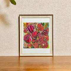 新品☆額縁付アートポスター☆Cami Boyett（キャミ・ボイエット）☆花の絵☆自然美☆風景画☆抽象画☆SPANISH FLOWERS 1☆487