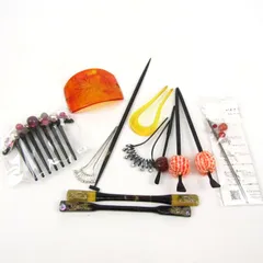 かんざし 髪飾り 12点セット 未使用有 べつ甲など 簪 和装小物 ヘアアクセサリー まとめて 大量 まとめ売り レディース 【中古】
