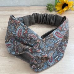 小さめヘアバンド★ペイズリーバード＊ブラウン＊handmade