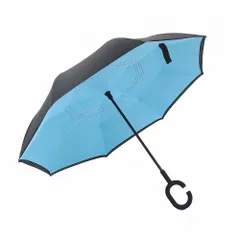 逆さ傘 逆折り式 逆開き 傘 自立式 晴雨兼用 UVカット 8本骨 大型 水色