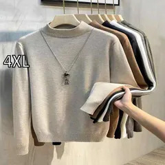 [4XL]秋冬 コーデ メンズ  服 シンプル ファッション オシャレ 大人 かっこいい 大きいサイズ ストリート 紳士服  ミッド カラー ハーフ タートルネック セーター ニット レイヤリング シャツ 