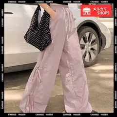 カーゴパンツ サイドリボン ワイドパンツ レディース ウエストゴム ストレートパンツ カジュアル ゆったり ロングパンツ 体型カバー ボトムス 春夏 イージーパンツ 韓国風 リラックスパンツ ストリートパンツ ダンス練習 長ズボン CH87DKFSH-004
