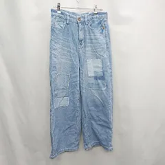 ◇ Θ CUBE SUGAR ワイド　パッチワーク　インディゴカラー　カジュアル ジーンズ サイズS ブルー系 レディース E  【1504210003138】