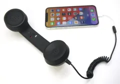 Sugarello 受話器 スマホ用受話器 タブレット PC 携帯用受話器 黒電話タイプ レトロ iPhone iPad アンドロイド ガラケー タブレット 3.5mm ピンプラグ 有線電話 