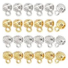 PH PandaHall 管状 スペーサービーズ ペンダント 24個 メタルビーズ カン付き 2色 チャーム 接続金具 ネックレス ブレスレット アクセサリーパーツ ジュェリー製作 手芸用品 手作り素材 材料 穴1.6~2mm