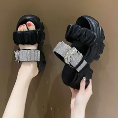 サンダル ストラップ グリッター 全3色 エレガント 厚底 韓国系【0915】