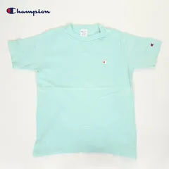 Champion C3-P300 MintGreen T-shirts 半袖 Tシャツ チャンピオン トップス ワンポイント ロゴマーク USED【チャンピオン 半袖Tシャツ  tシャツ クルーネック ミントグリーン 刺繍 CHAMPION ユーズド】