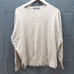 ◇ AMERICAN HOLIC Vネック シンプル 無地 ドロップショルダー 長袖 ニット セーター Mサイズ ブラウン レディース E  【1303290012425】