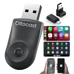 【新着商品】オットキャスト OTTOCAST MINI【2025新登場】CarPlay（カープレイ）＆Android Auto（アンドロイドオート）ワイヤレス化アダプター ミニサイズ コンパクトな設計 USB-Type A&C搭載 bluetooth接続 技適