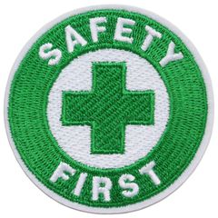ワッペン 安全第一と緑十字 SAFETY FIRST アイロン接着 説明書付き