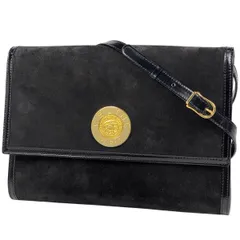 セリーヌ CELINE サークル ロゴ ショルダーバッグ 斜め掛け ショルダーバッグ スエード ブラック レディース 【中古】