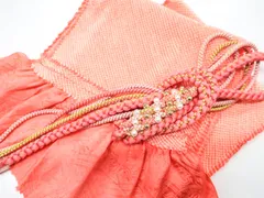 【一輝堂】【着物】和装小物 帯揚げ帯締めセット 帯揚 帯締 振袖用 総絞り 金糸 丸組 パール飾り付 24w-11660