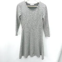 ◇ NATURAL BEAUTY BASIC 千鳥柄 長袖 膝丈 ワンピース サイズS グレー レディース E  【1408060031948】