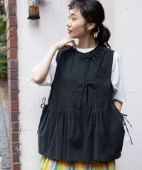 新品ニコアンド 清原果耶さん着用アイテム FINEリネンポケットサロペット 黒Ｌ 新品ニコアンド 清原果耶さん着用アイテム FINEリネンポケット
