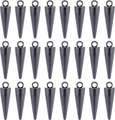 UNICRAFTALE 約24個 円錐チャーム コーン スパイクチャーム ステンレスチャーム( ブラック-円錐-24個,  17.5mm)