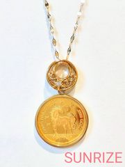K24/K18 クック島 ユニコーンコイン ダイヤモンド ネックレス【N968】
