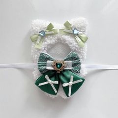 ホワイト＆グリーンねこ⑤ にじぱぺっと ぬい服 10cm 着ぐるみ