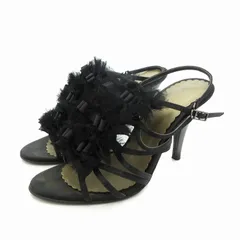 グレースコンチネンタル GRACE CONTINENTAL グラディエーターサンダル リボン フリル 36 23cm 黒 ブラック /JS