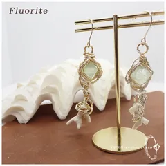 ＊The shore＊＜フローライト／珊瑚＞SV925 ピアス　【こいし工房】