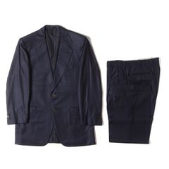 Brioni ブリオーニ サイズ:48 ペンシルストライプ スーパー180s ウール 2B テーラード ジャケット / ツータック ストレート スラックス パンツ / セットアップ スーツ ネイビー 紺 イタリア製【メンズ】