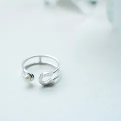 パール 安全ピン リング シルバー925