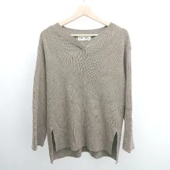 ◇ ⊇ snidel スナイデル リブニット 長袖 Ｖネック カットソー サイズF ブラウン系 レディース E  【1505290016780】