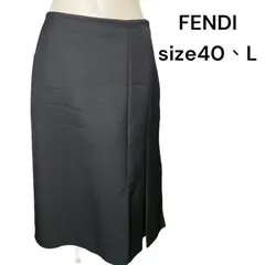 美品　フェンディ　FENDI  上品なロング目丈　美形　ウール混　スカート　黒、ブラック　40、L、11号　S5M426