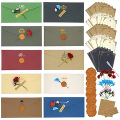 【数量限定】アンティーク調手紙 挨拶状 かわいい メッセージカード レトロ 誕生日の願い おしゃれ 結婚式 手紙セット ビジネス 30種類の封筒飾り 招待状 便箋40枚 お祝い手紙 封筒30枚 お礼状用 レターセット