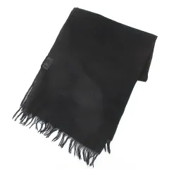 ヴァレンティノ ヴァレンチノ  VALENTINO ストール マフラー 黒系 ブラック 無地 カシミヤ 絹 シルク混 フリンジのサムネイル