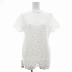 ブルーレーベルクレストブリッジ BLUE LABEL CRESTBRIDGE タグ付き ブラウス カットソー 半袖 花がら 刺繍 38 白 ホワイト /JS