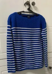 GAP(ギャップ) gap メリノ エクストラ 松 ウール ストライプ 青 ニット