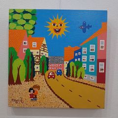 ハッピーひまわりちゃんとてんとう虫　画家　小楠アキコ作品 ひまわりの鏡 画家 小楠アキコ作品 アクリル絵の具