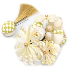 髪飾り ２点セット 京都 西陣 和小物 京あそび MIYAKO ASOBI 白 成人式 花 浴衣 着物 振袖 袴 七五三 子供 キッズ 結婚式お呼ばれ 卒業式 入学式 髪留め コーム 日本製 和風 送料無料 W 98 CM-H-1062 u993　Si