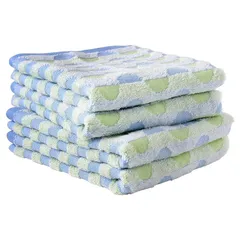 【新着商品】今治タオル 認定 フェイスタオル hiorie(ヒオリエ) 幾何ジャガード カリブ 4枚セット ブルー 日本製 今治ブランド 速乾 綿 コットン100％ 0