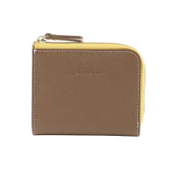 ☆ グレーベージュxイエロー ☆ Digne レザーミニフラグメントケース byLIZDAYS LIZDAYS リズデイズ 財布 lz-66113 フラグメントケース ミニ財布 コインケース 小銭入れ カード入れ L字ファスナー スキミング防止 本革