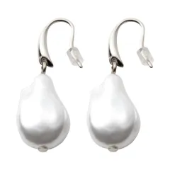 【B：シルバー×ピアス】[Cream dot. クリームドット公式] ピアス レディース  4タイプ フック 金属アレルギー ニッケルフリー 揺れる バロックパール風 淡水パール風 大粒 大人 上品 エレガント 