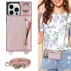 iPhone 13 Pro Max 6.7（2021）スマホ 携帯 用 ケース 背面ポケット付き ミラー付き 携帯ストラップ 肩掛け 斜めがけ iPhone 13 Pro Max スマホケース 肩掛け 首かけ 斜めがけ ショルダー 女性 クロスボディショルダー