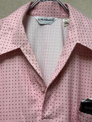 80年代U.S.A.製希少SALMONベースピンドットポリエステルシャツXL美品