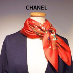 シャネル スカーフ シルク ジュエリー柄 宝石柄 ネイビー 約85×85cm