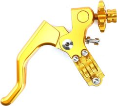 バイク用 ショート クラッチ レバー ハンドル 22mm 4mini モンキー ダックス SR エストレヤ レーサーレプリカ ネイキッド オフロード 等 汎用品 KRB308 ゴールド