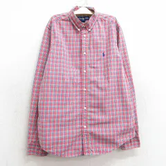 古着 ラルフローレン 長袖 ブランド シャツ キッズ ボーイズ 子供服 ワンポイントロゴ コットン ボタンダウン ピンク他 チェック 25mar03