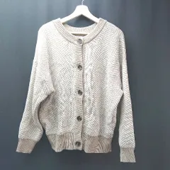 ◇ INGNI フロントボタン ニット 柄もの カジュアル 長袖 カーディガン サイズM ブラウン/ホワイト レディース E  【1307260023626】