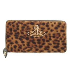 新品同様 ヴィヴィアンウエストウッド オーブ柄 ハラコ ブラウン 茶 ラウンドファスナー長財布 財布 1659 Vivienne Westwood