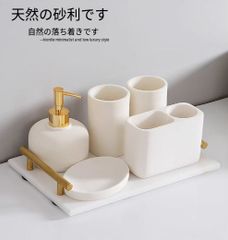 サニタリー 洗面用具6点セットホルダー タンブラー ディスペンサー バス用品