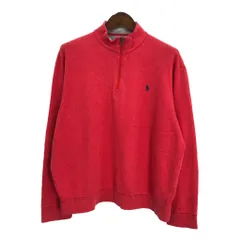 Polo by Ralph Lauren ポロ ラルフローレン ハーフジップ スウェット ワンポイントロゴ サーモンピンク (メンズ XL) 中古 古着 S1719
