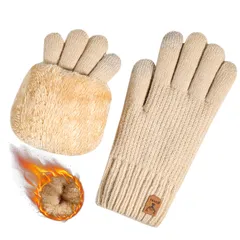 [Laisve] ニット手袋 【厚裏起毛38℃恒温・タッチパネル】 レディース スマホ対応 防寒手袋 暖かい 保温 ふわふわ 厚手 防風 柔らかい グローブ 伸縮性 可愛い 自転車 通勤通学 プレゼント てぶくろ