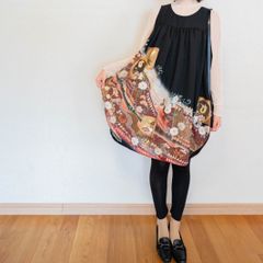 Kanata 着物リメイク☆黒留袖をカジュアルに☆ゆったりチュニック☆豪華な刺繍