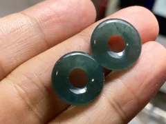 RS10-94 深青灰 玉壁 平安守り 天然ドグアテマラ産 A貨 本翡翠 ルース ネックレス